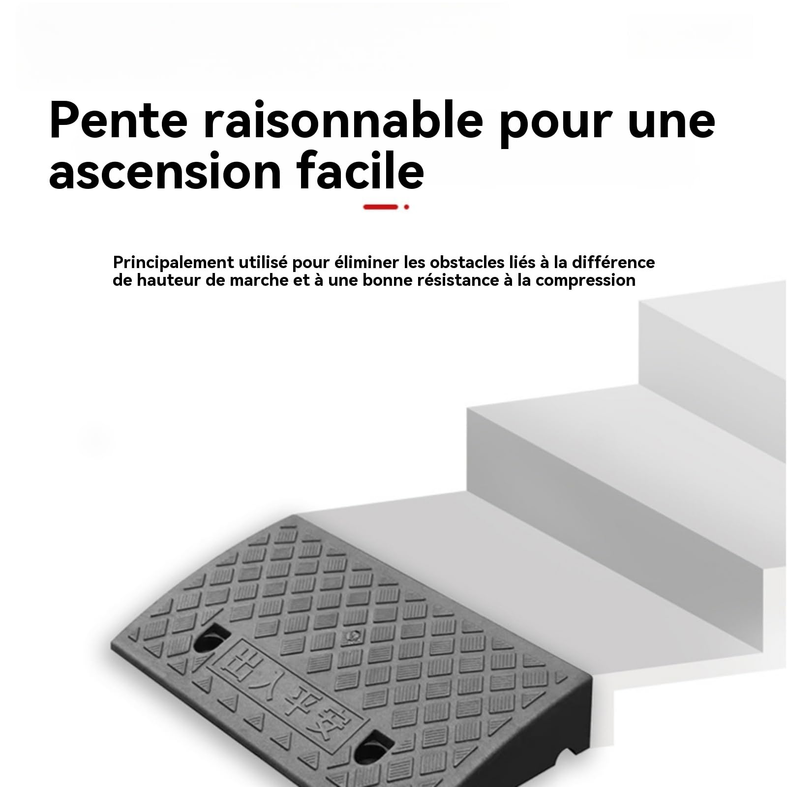 en Caoutchouc De Trottoir, Rampe De Seuil pour Marche Hauteur 5-13 Cm, Rampe De Bordure pour Trottoirs, Voitures, Camions, Accès, Vélos, Motos, Chiens, Fauteuils Roulants (Noir, 50CM*22CM*5CM)