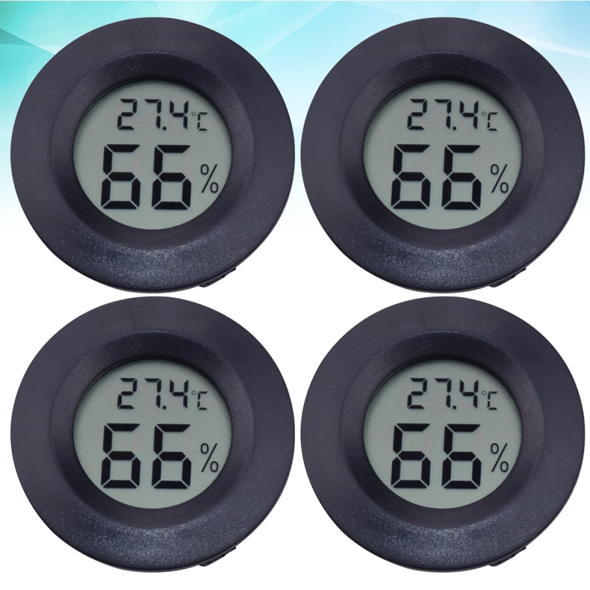 Toyvian 3 Set Termometro Vivaio Terrario per Rettili Indice di umidità per I Rettili Casa Accessori Igrometro per Serra Monitor di umidità Interna Black 4 Pezzi*3
