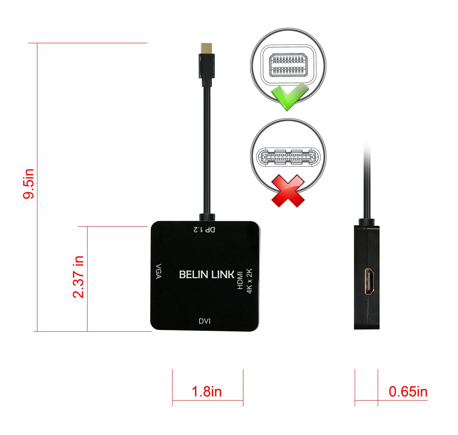 Adattatore Mini DP a HDMI VGA DVI, adattatore Mini DisplayPort a VGA per Surface Pro 6, 5, 4, 3, convertitore Thunderbolt a DVI per Mac, MacBook Pro, Air, HDMI Surface Book a TV, proiettore, monitor..
