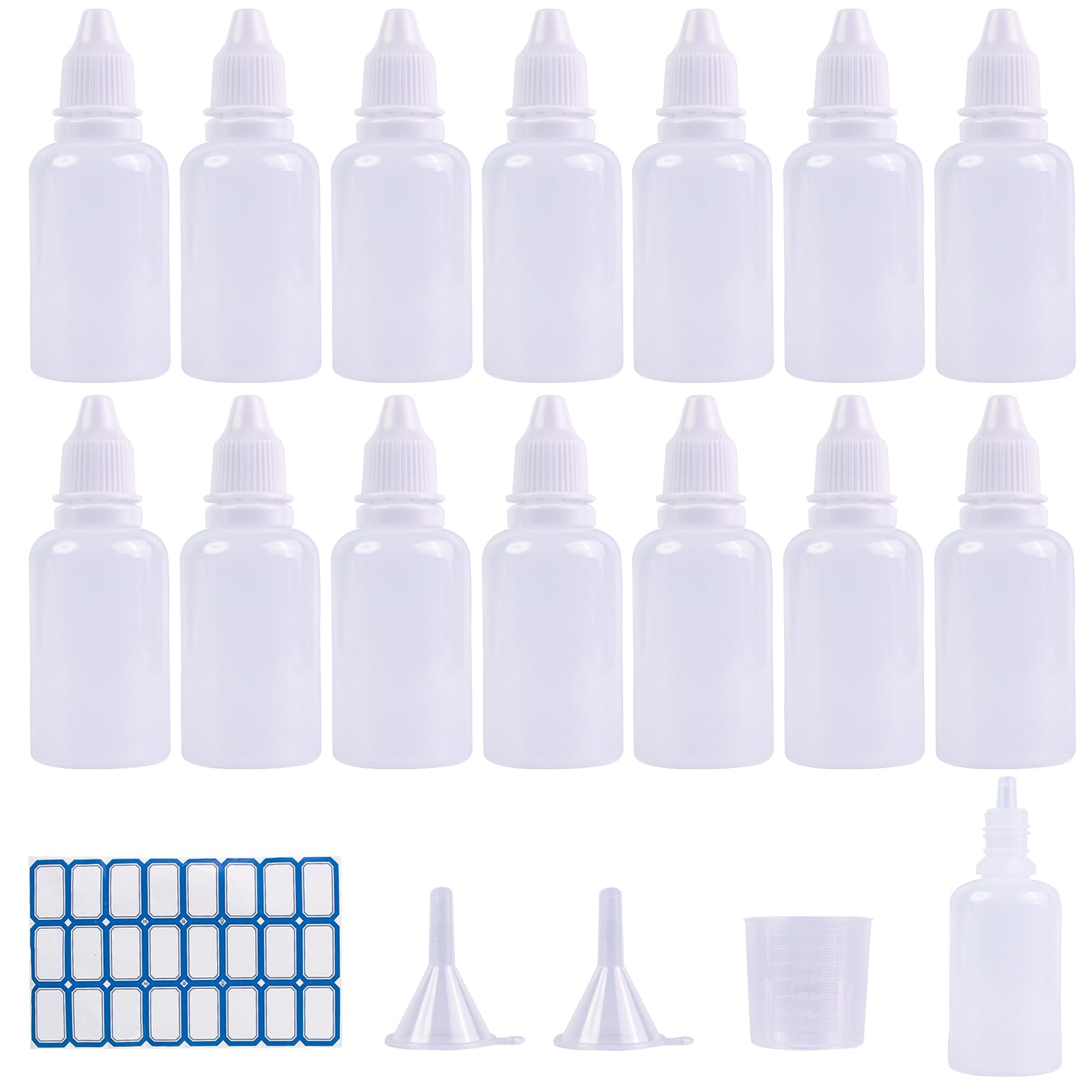 DHAIQC 15 Pcs 30ML Plastic Dropper Bottle, Plastic Empty Squeezable Eye Dropper Bottles Mini Squeeze Eye Liquid Dropper Bottle with Cap (30ml)