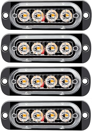 4 luces LED de advertencia superbrillantes de emergencia para remolques, camionetas, camiones, automóviles, SUV, RV, camionetas, etc. (rojo)