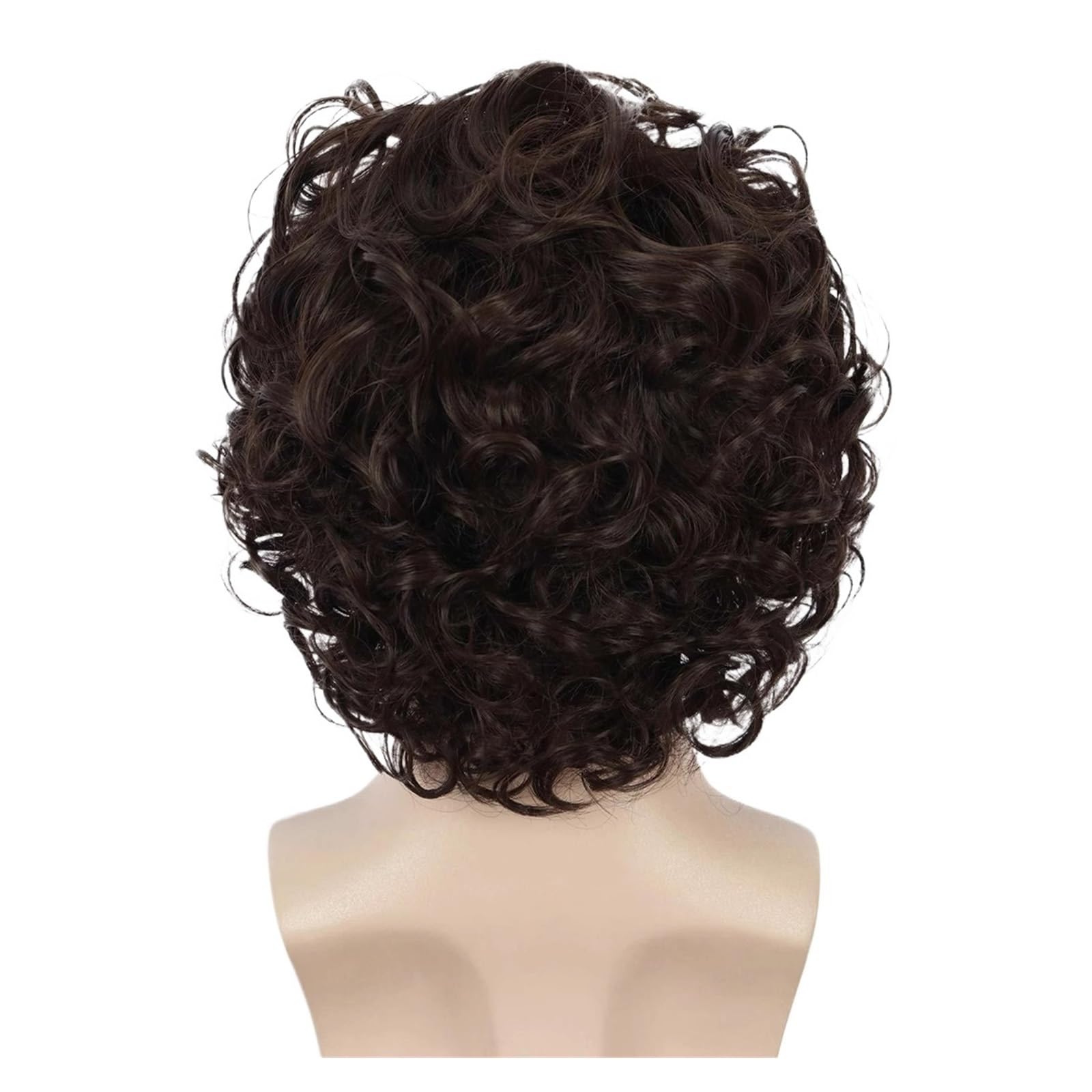Parrucca a testa piena for capelli corti ricci castani da uomo, 1 pezzo, soffice sintetico naturale for l'uso quotidiano