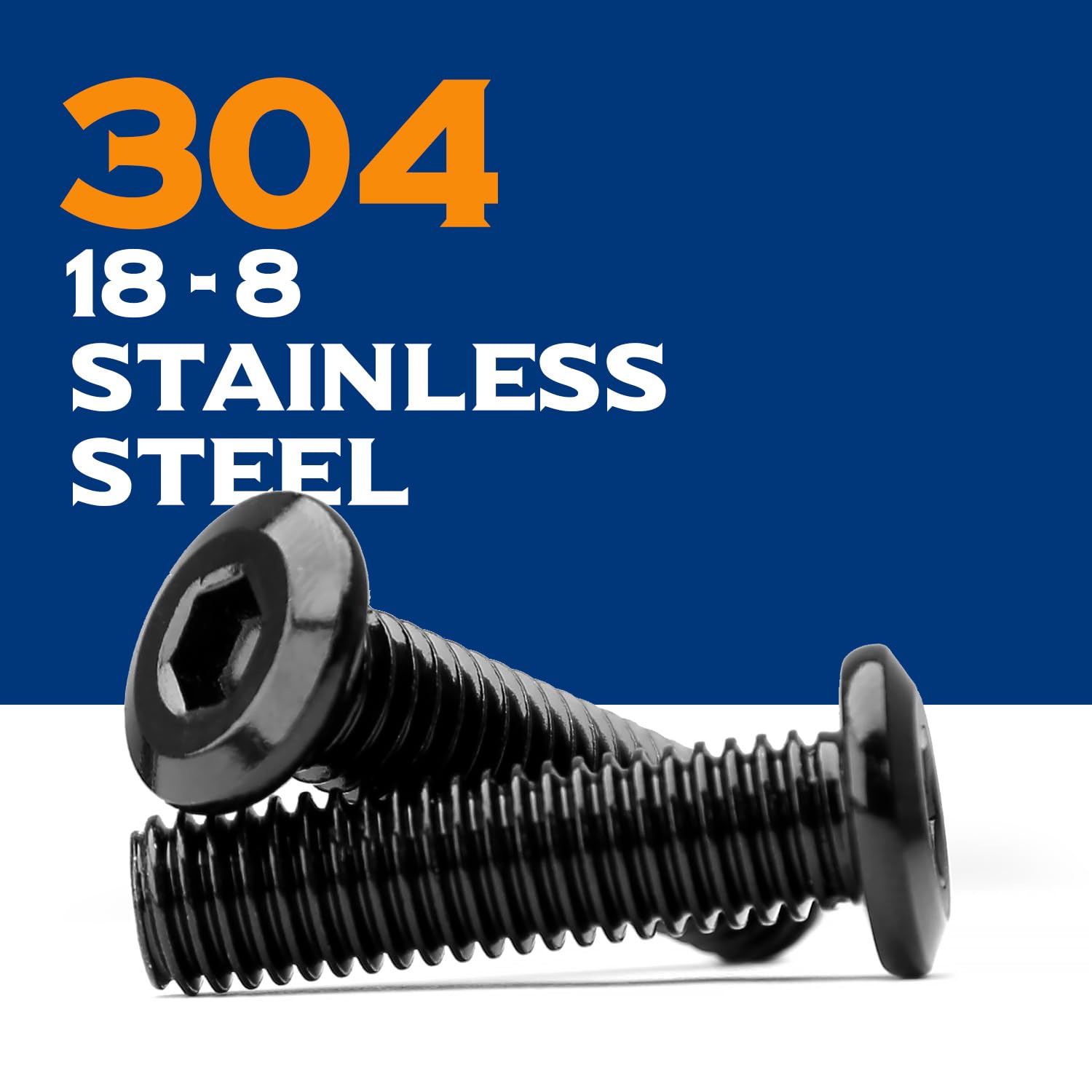 M5*10 (50 Piezas) Tornillos de Cabeza Plana Hexagonal Acero Inoxidable 304 Negro Rosca Completa Tornillos de Conexión Para Muebles