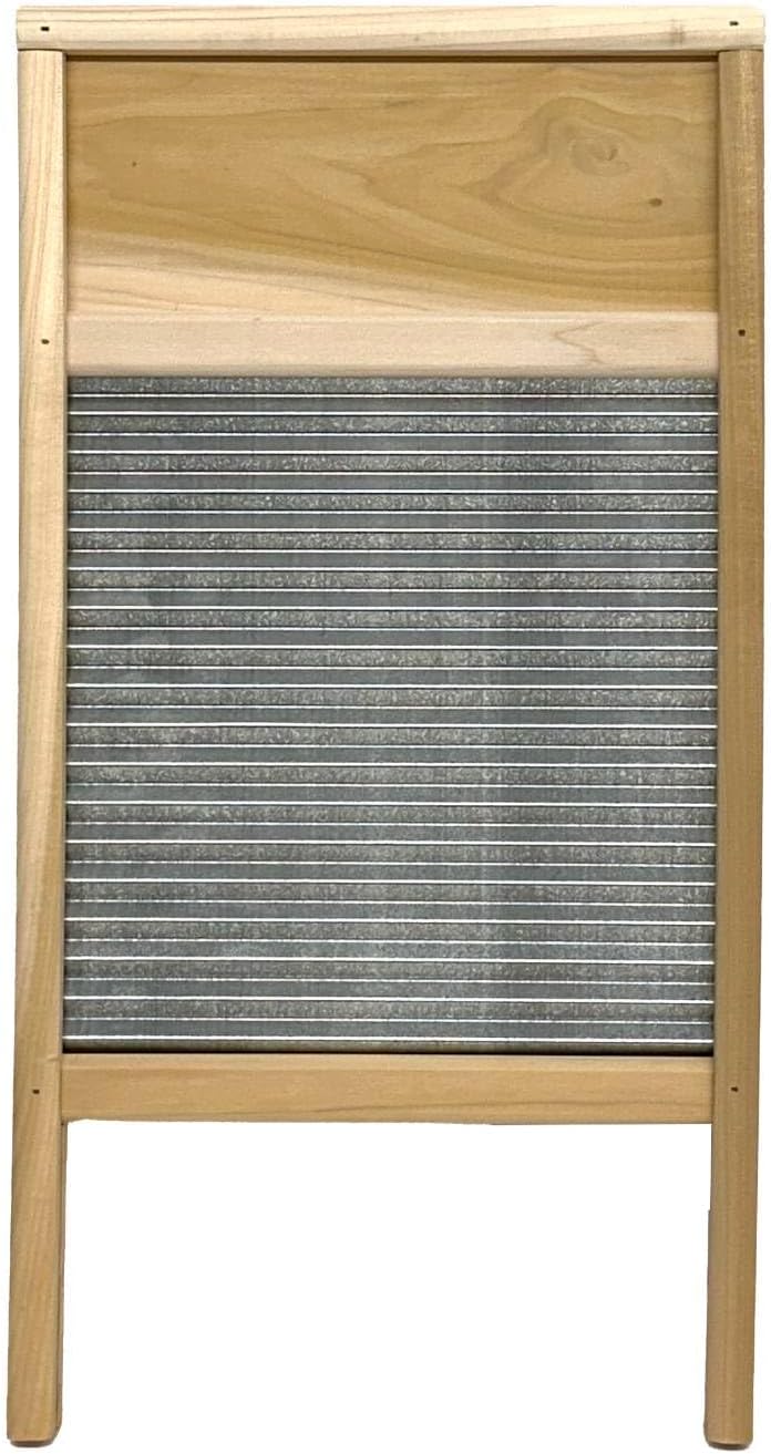 Lehman's Galvanized Steel Manual Washboard, Rub-Lite, Wavy, V Crimp, for Function, Decor, or Music, 23.75 in x 12.5 in