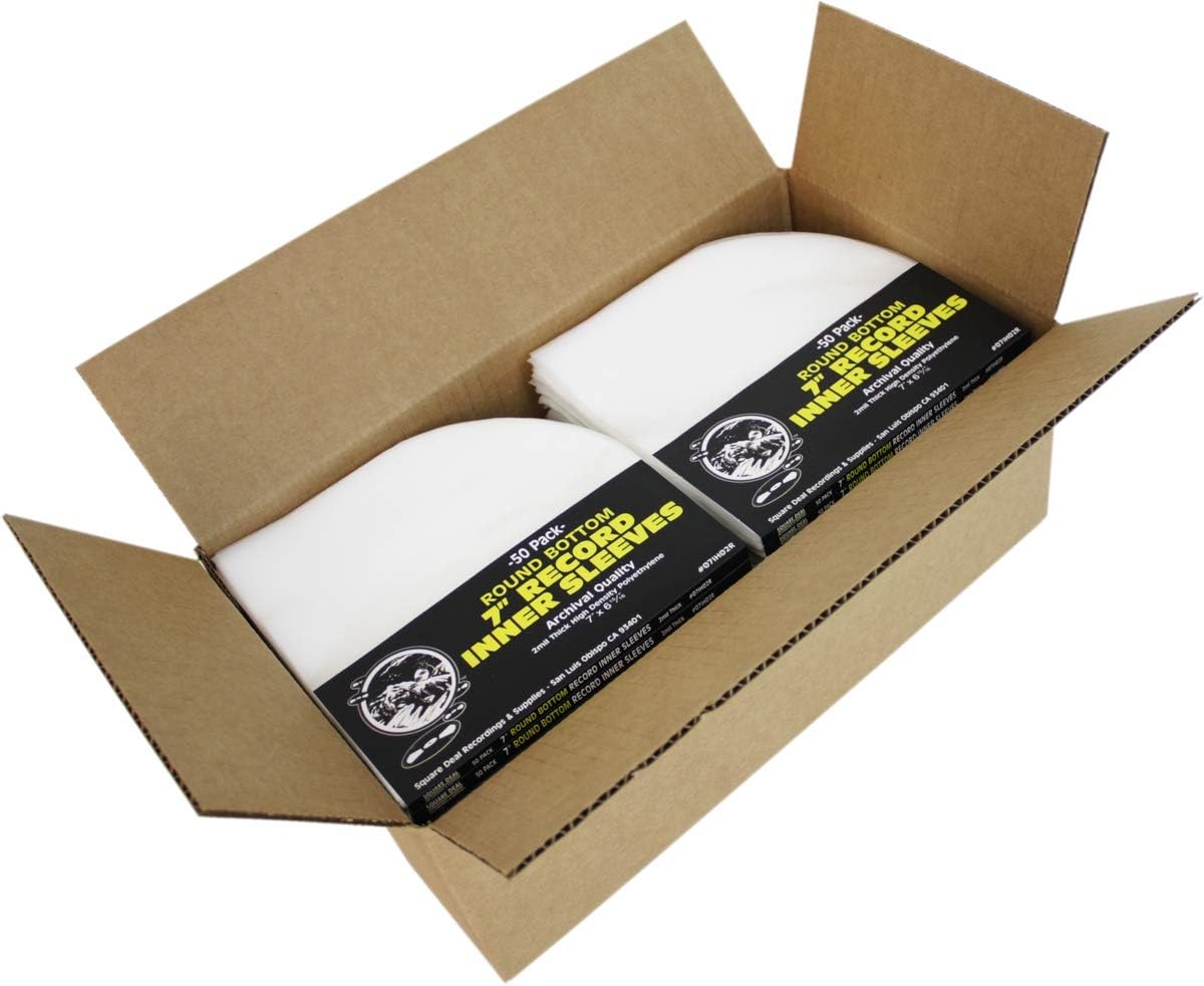 7-round bottom vinyl record inner sleeves, 2mil HDPE, archival quality (07IH02R)