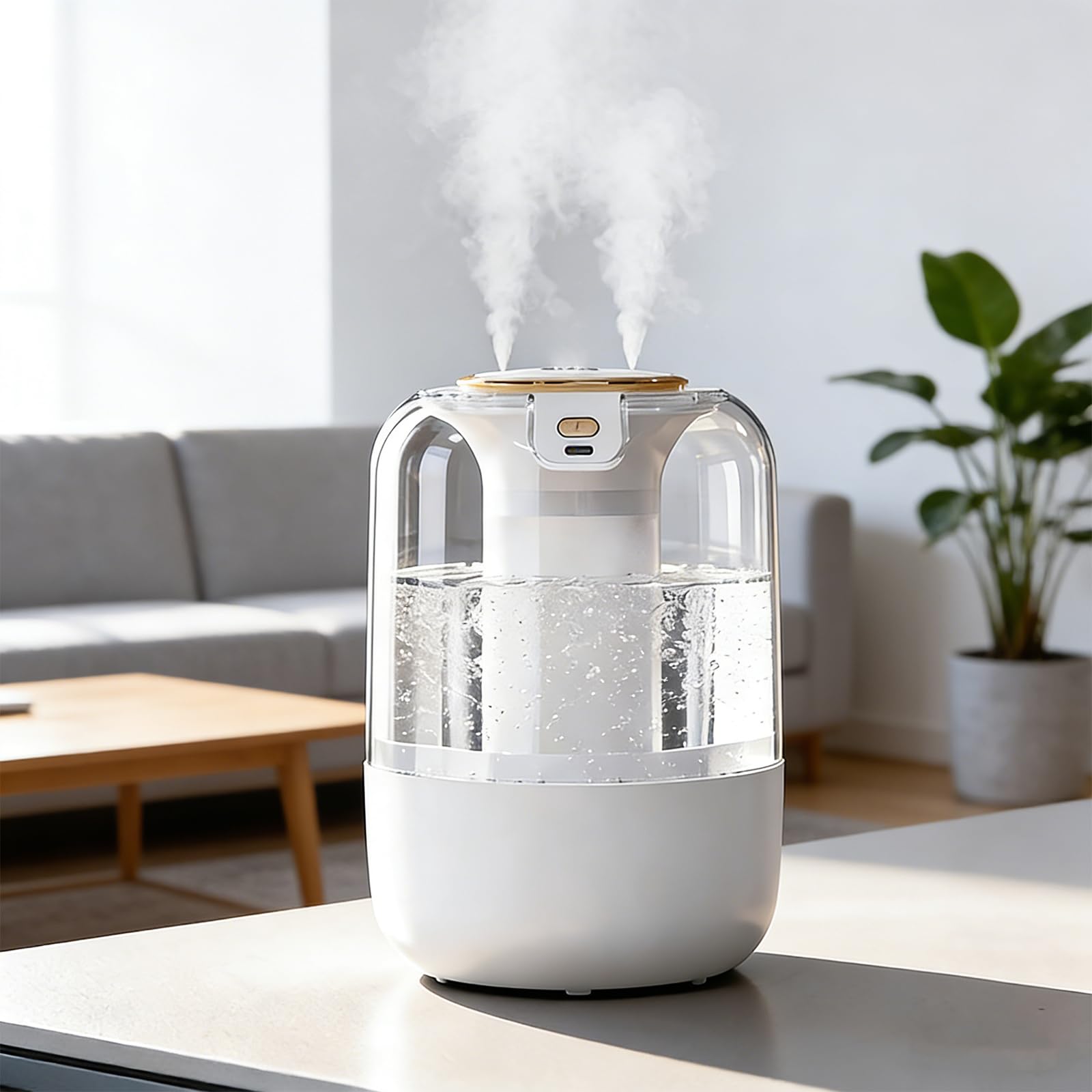 Humidifier for Bedroom, 28dB Quiet Cool Mist Humidifier, 2L Double Spray Air Humidifier with 3 Modes, Colorful Warm Night Light, LED Humidity Display & Auto Shut-Off, USB Powered for Baby Nursery Home