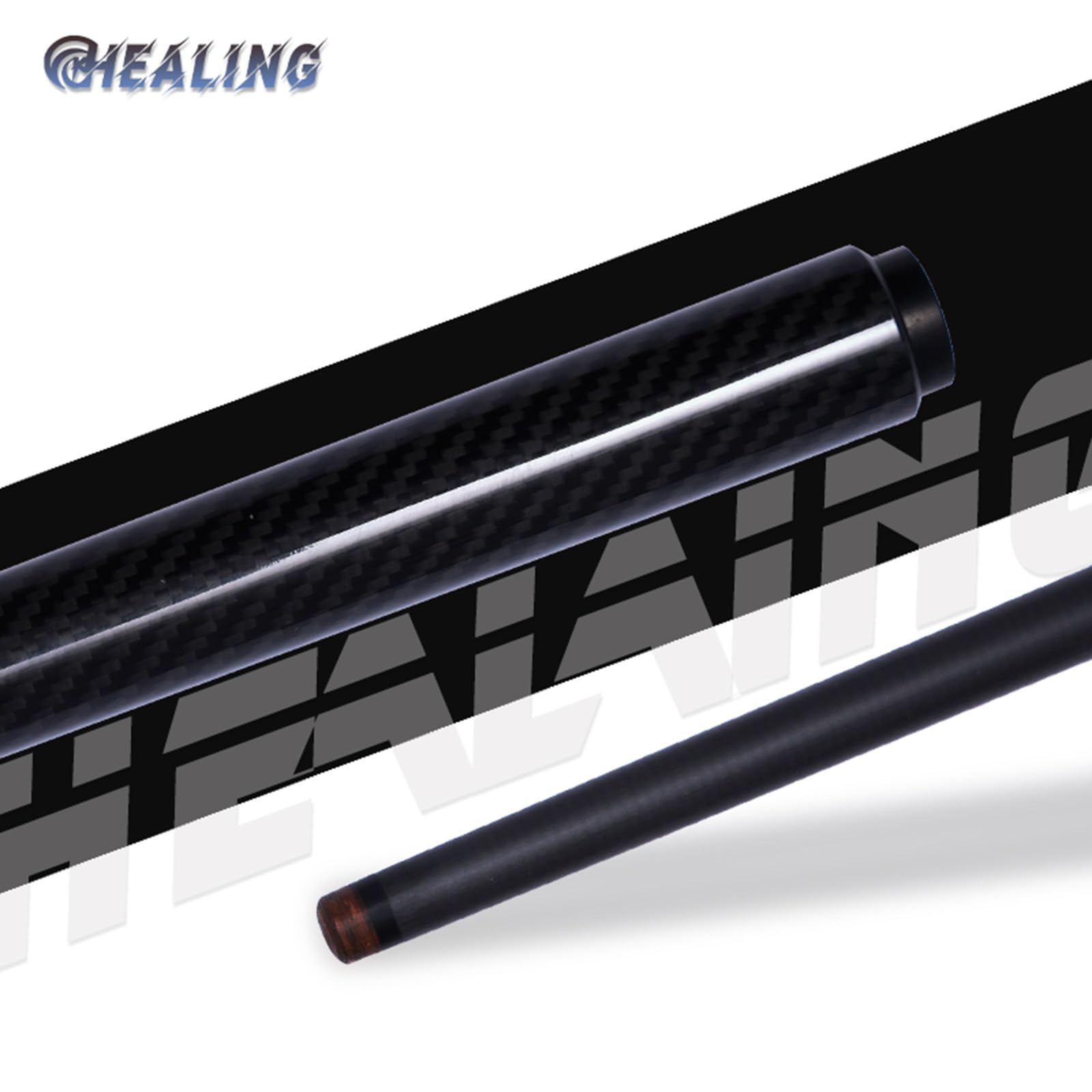 OKHEALING Queue de Billard Professionnelle en Fibre de Carbone 145cm, Tête 10.5mm, Légère et Durable Queue de Tournoi Haut de Gamme (Noire)