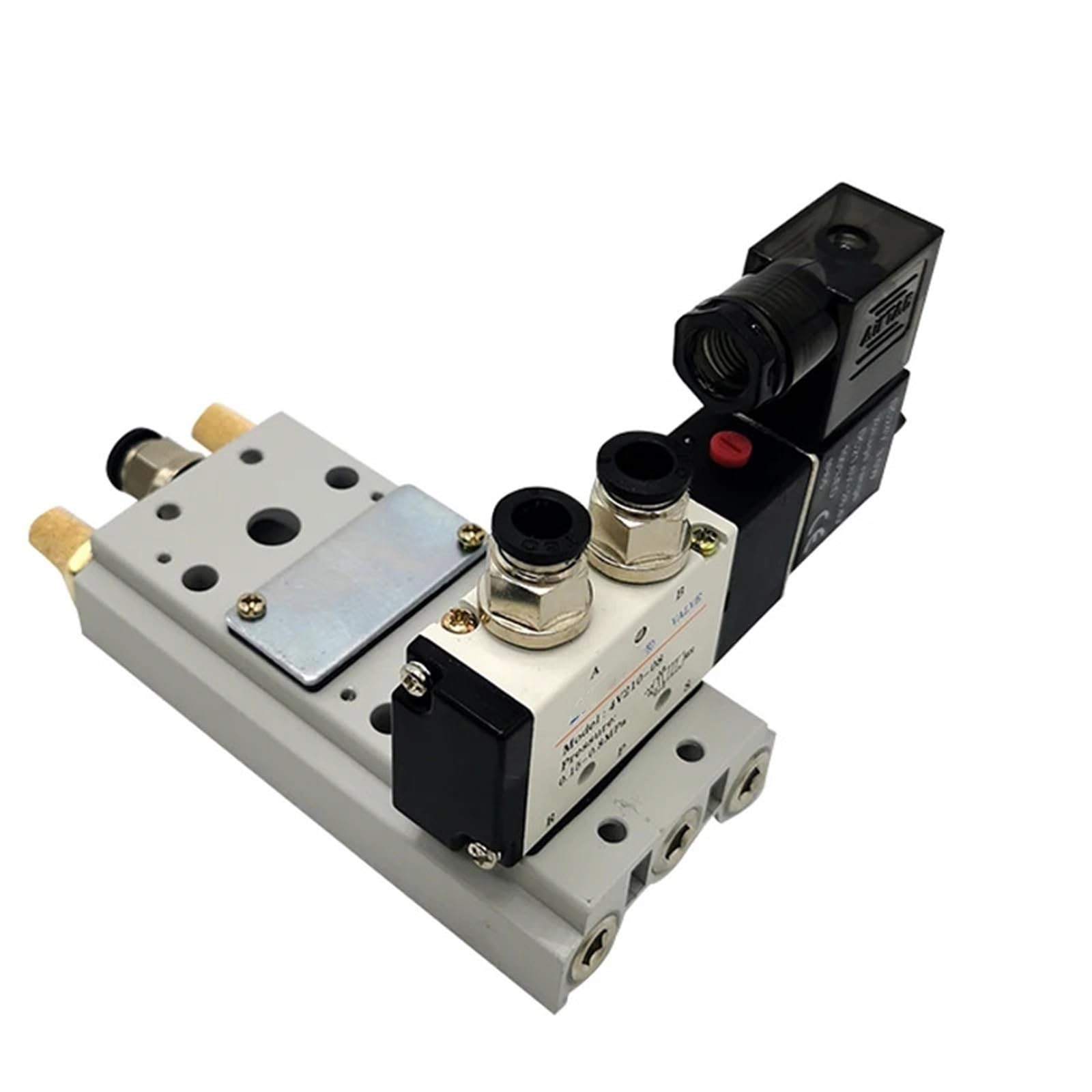 Bloque de electroválvula neumática 3V210-08 con silenciador, base de montaje, colector, 2/3/4/5/6, 3 puertos, 1 unidad(2 Row 8mm fitting,DC24V)