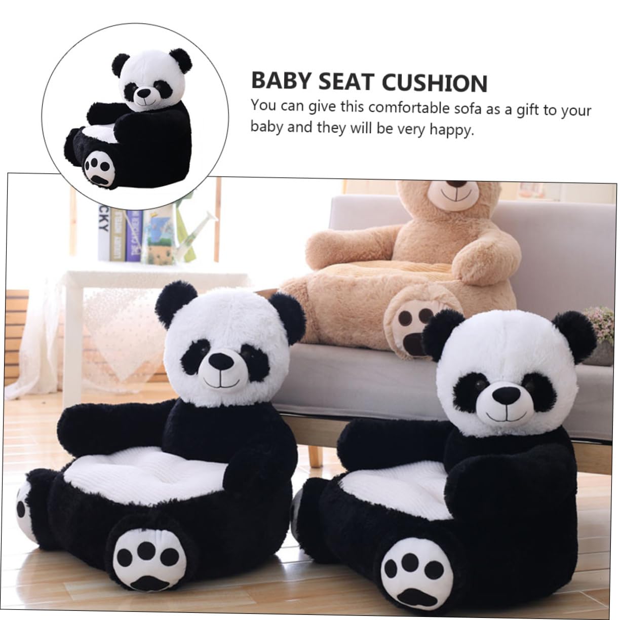 WHAMVOX 1pc Baby Panda Sofa Cartoon Panda Chair Infant Learning Seat Pp Cotton Baby Support Seat for Home