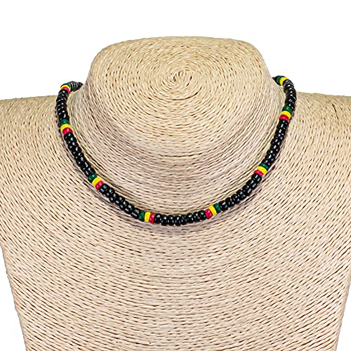 Bluerica Rasta Coconut Beads Necklace (Black - 18") #TOP1