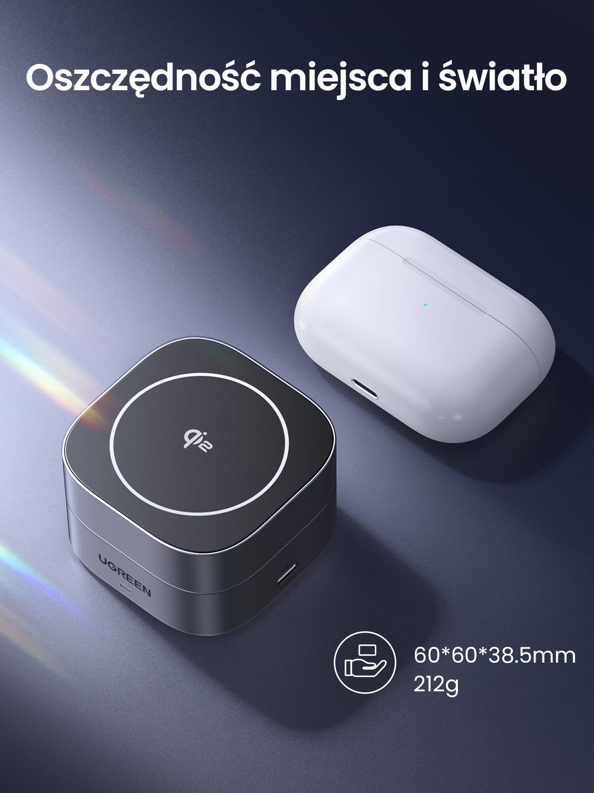 UGREEN MagFlow Qi2 15 W 2-w-1 składana stacja ładująca do iPhone'a z MagSafe | Kompatybilny z MagSafe 17 16 15 14 13 12 Air Plus Pro Max AirPods 4 3 Pro 3 2 1, składana, magnetyczna stacja ładująca