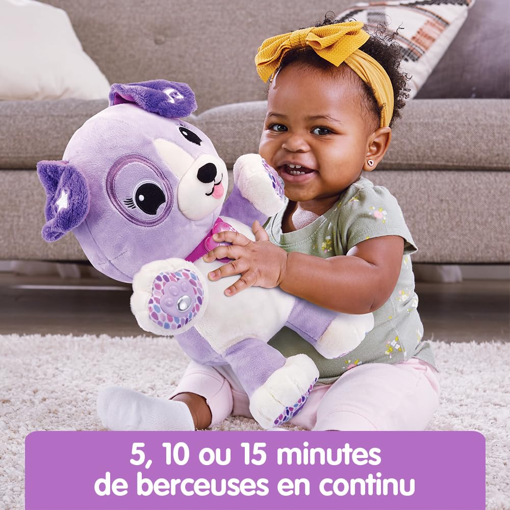 VTech - Violette, Mon Amie Pattes Magiques, Peluche Bébé Sensorielle et Musicale, Chien Interactif, Doudou Personnalisé avec Prénom, Cadeau Enfant Dès 1 an - Contenu en Français
