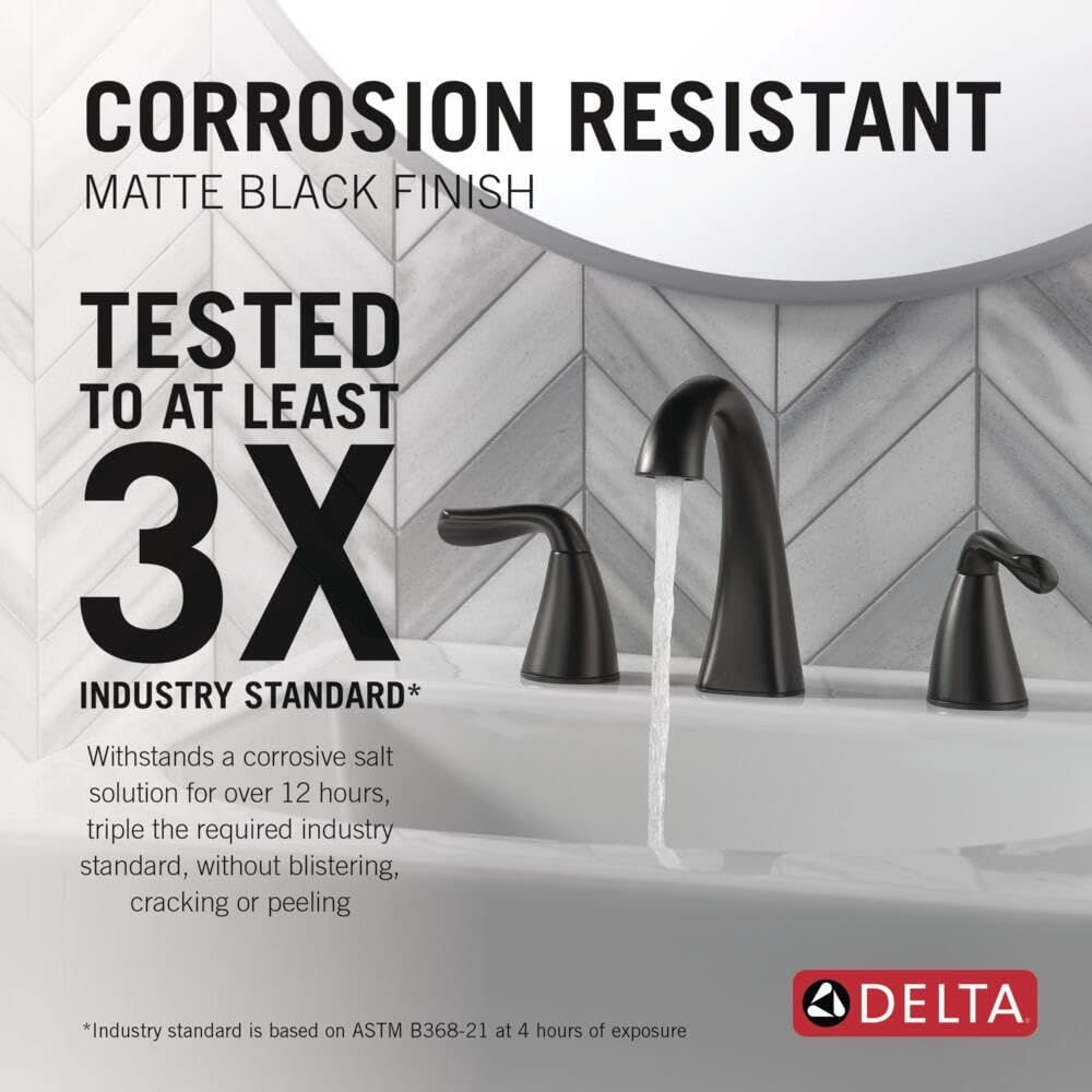 Delta Faucet 35840LF-BL Arvo Widespread Bathroom Basin Tap, Matte Black - Image 2