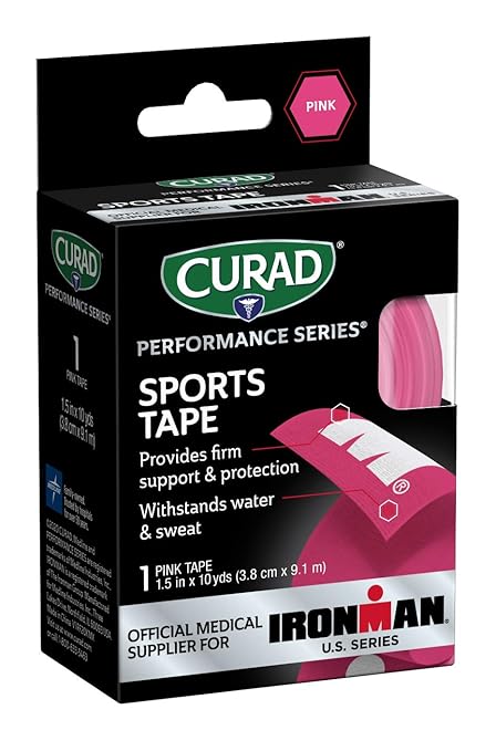 Curad CURIM5024H Performance Series Ironman Sport Tape, Pink with White Ironman Logo, 1.5" x 10 Yards Size
