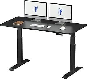 FLEXISPOT スタンディングデスク 電動式昇降デスク 高さ調節 メーカー5年保証 パソコンデスク E7セット (足ブラック＋天板ブラック)