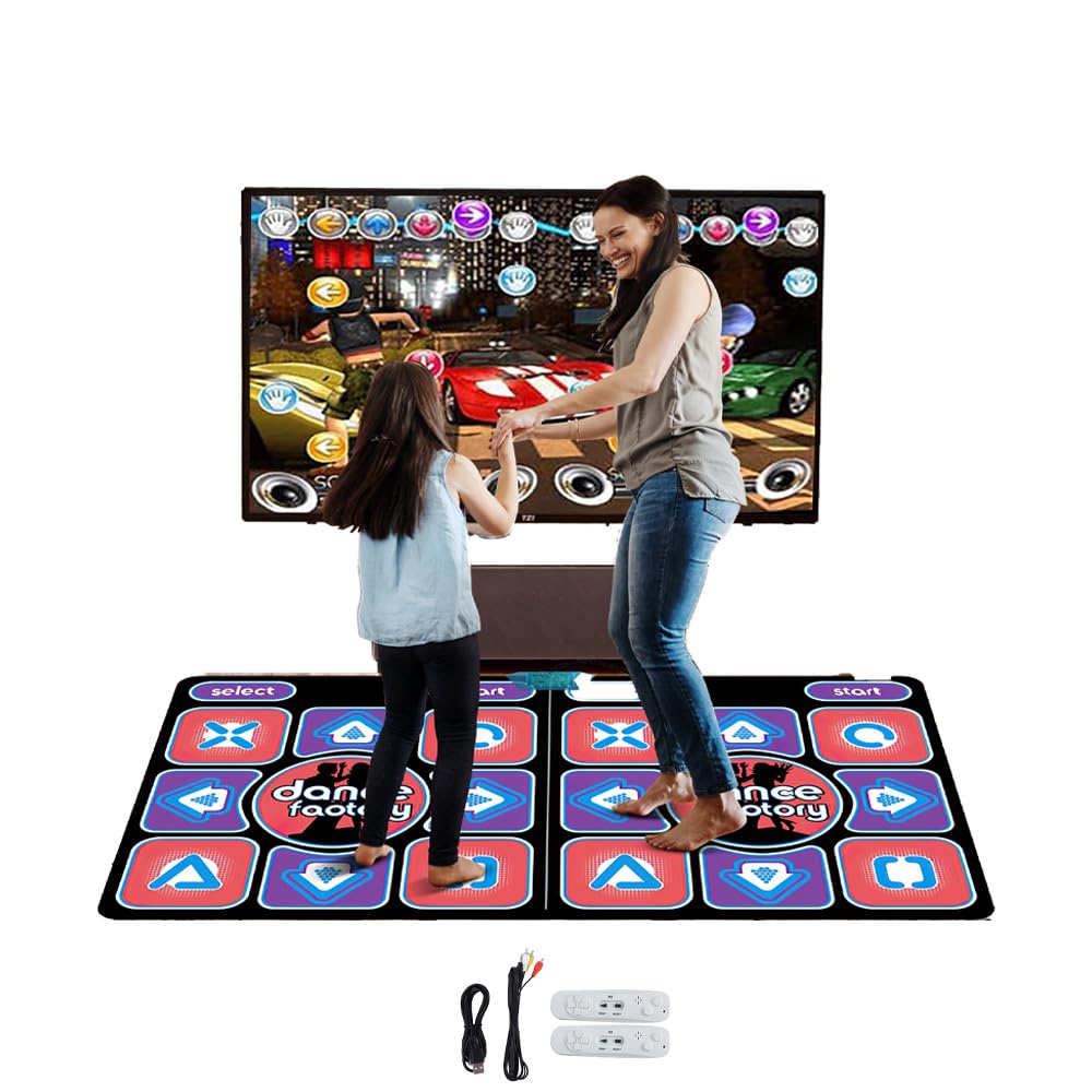 Tapis De Danse 2 En 1 Pour Tv Et Pc,Tapis De Danse Électronique Avec 2 Manettes De Jeu,Tapis De Danse Led Avec Lumière/100 Chansons/3 Modes De Jeu,Pour Fitness, Danse, Yoga (Jeu à deux joueurs)