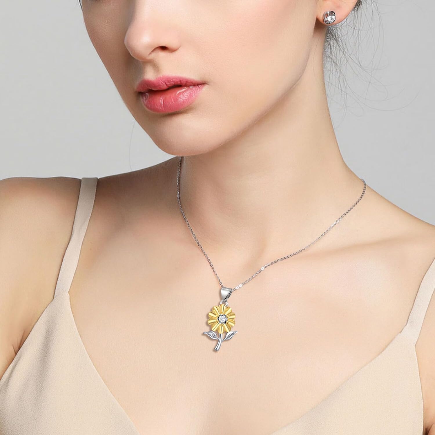 Flower Necklace Tulip/Sunflower/Daisy/Bee Pendant Necklaces Jewelry for Women Mom Gifts - Image 2