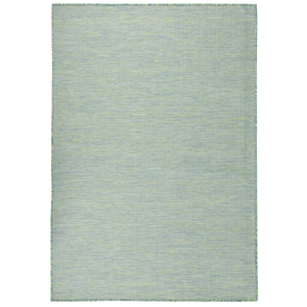 Tapis d'extérieur 160x230 cm turquoise imperméable et résistant à tissage plat longue durée