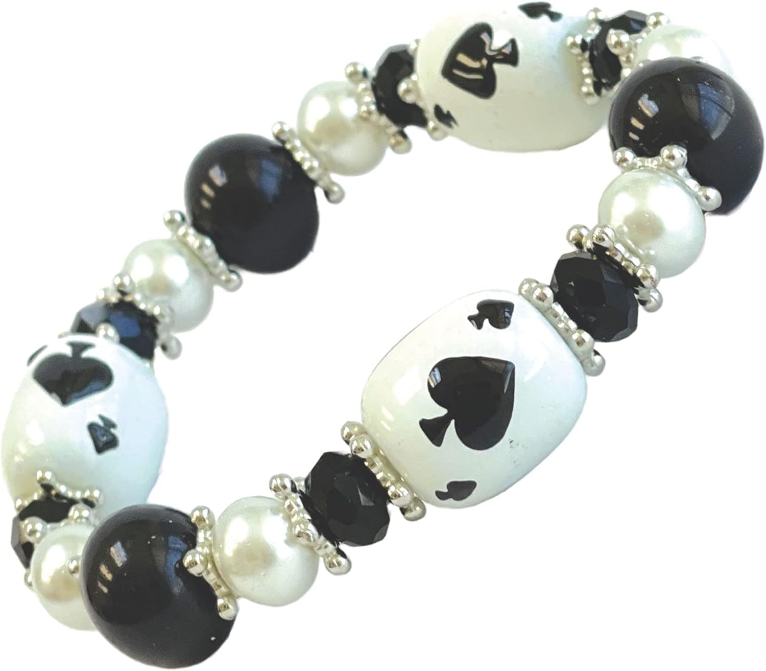 fiona Casino Playing Poker Card Glass Beaded Bracelet, Gift For Women, 1 pc