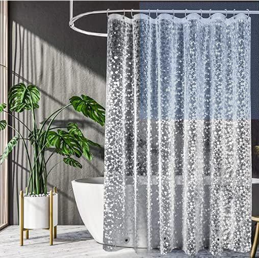 TOODPEERM EVA Clear Shower Curtain Liner, 72x72Inch Lightweight Plastic Bathroom Shower Showroom Inner Curtain with Rustproof Metal Grommets and Weighted Magnets
