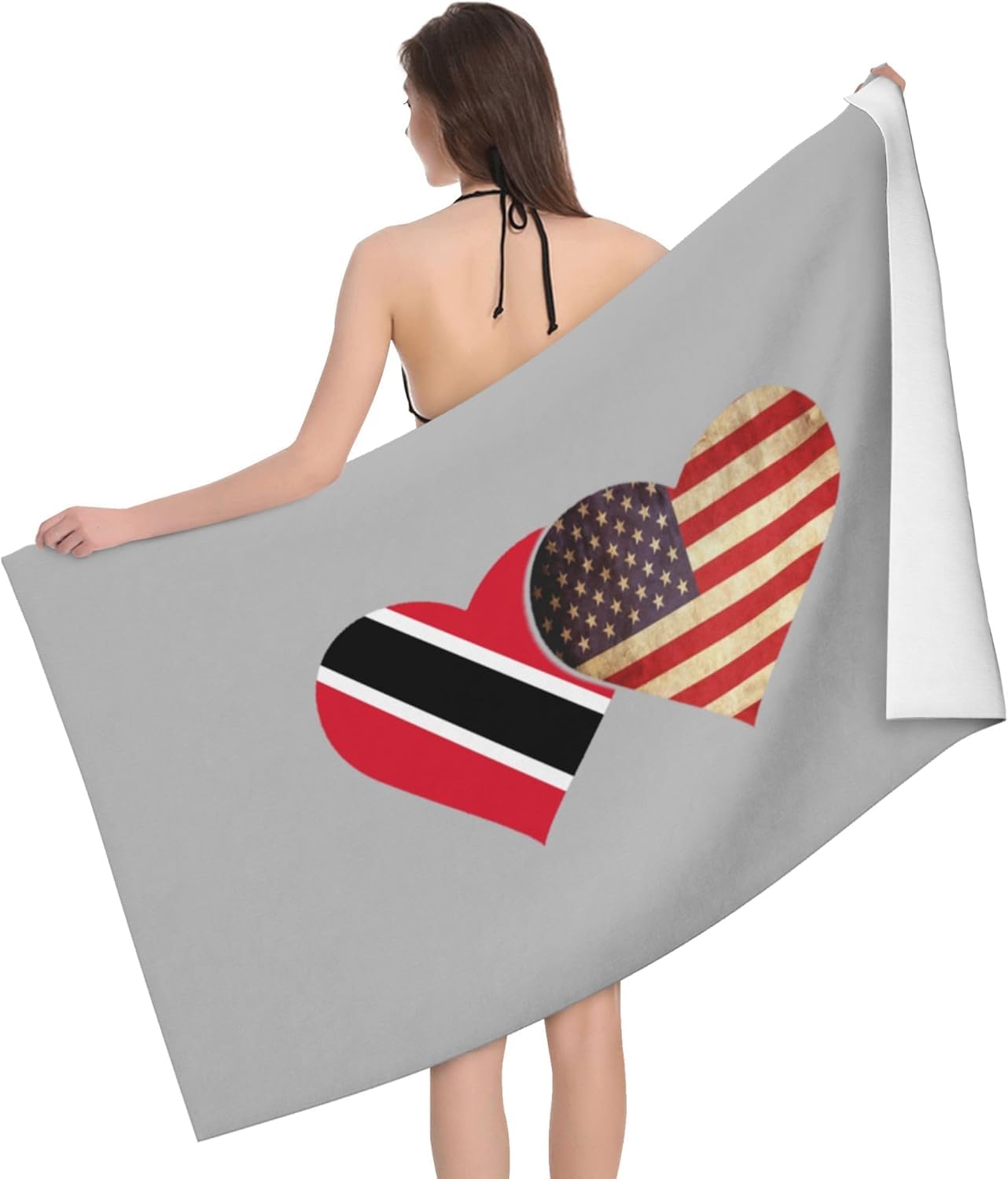 HLBSDM Trinidad Tobago and American Flag 52 x 32 in Microfiber Beach Towel Swimming Pool Bath Super Big Throw Towel