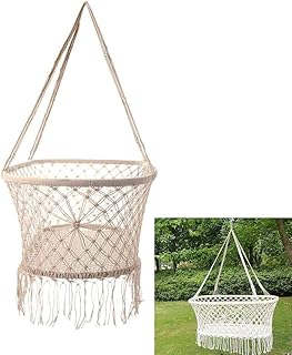 Asiento colgante de macramé para cuna para bebé, color beige y blanco, decoración de guardería