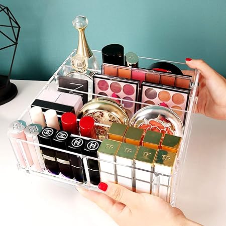 Amazon Lanscoee コスメ収納 ケース コスメボックス メイクボックス クリアーケース 口紅ホルダー リップホルダー ジュエリーケース 口紅 香水 アイシャドー 透明 メイク 小物入れ 卓上 化粧品収納ボックス マニキュア スタンド ネイル スタンド アクリル製 24 23 6 5