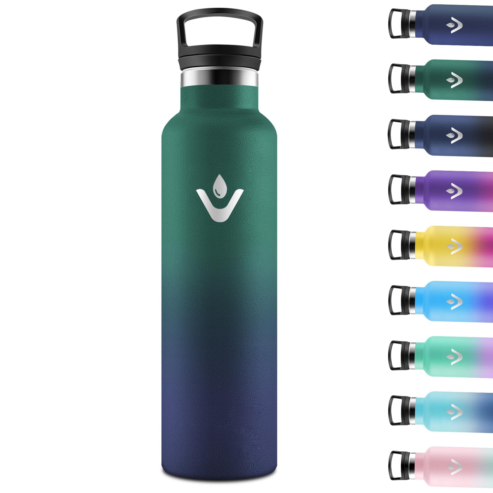 Motswedi Botella agua Termica, 1000ml Doble Aislamiento, Botella Termica 1 litro, Mantener 12H Caliente/24 Frío, Cantimplora, a Prueba de Fugas, Thermoflask, para Viaje, Exterior, Verde & Azul