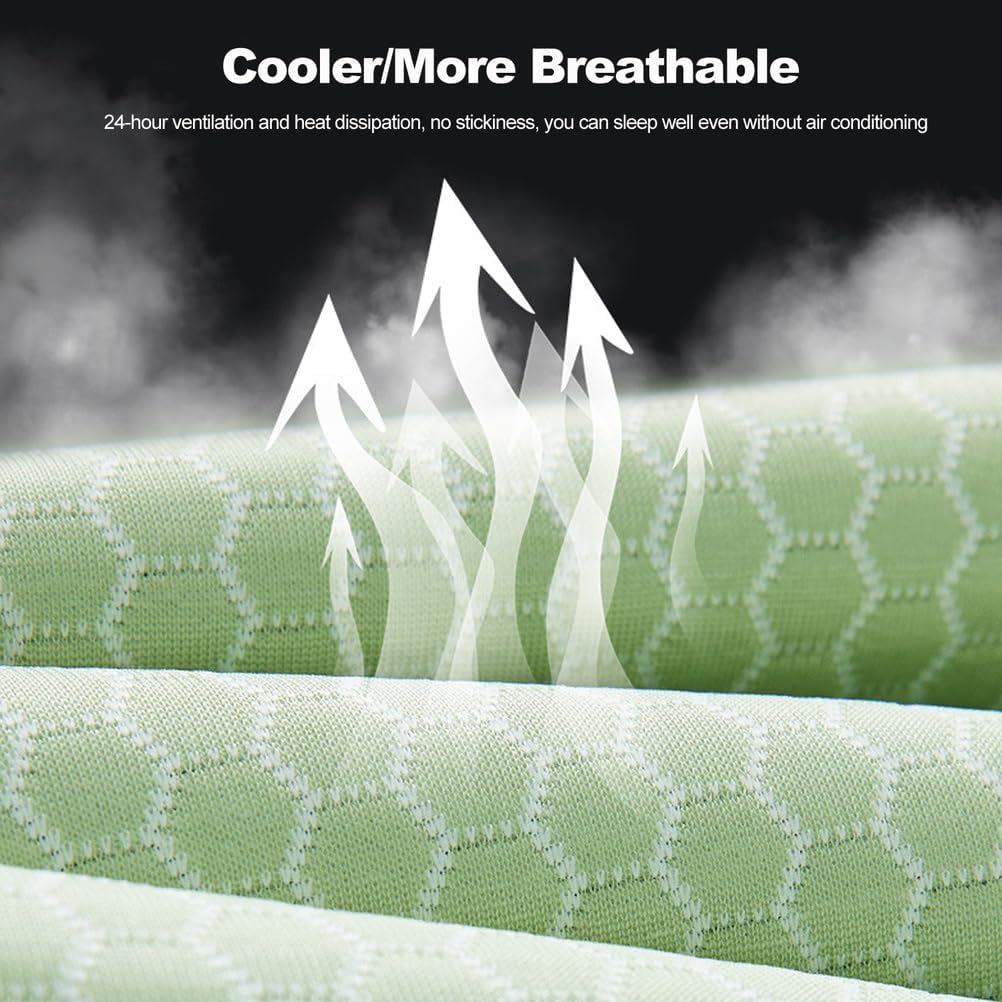 Sleeping Mat Fast Cooling Mattress Topper Pad, Cooling Mattress Pad for Hot Sleeper, Summer Fold Non-Slip Available Bed Floor Sheet Set for Home School Dorm/1 x Mat & 2x Pillowcases,Blue,1.5*2cm