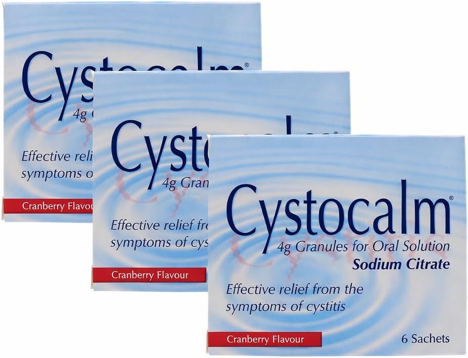 3X Cystitis Relief from Burning Pain, Cystocalm 6 Sachets 4g Granules Cranberry