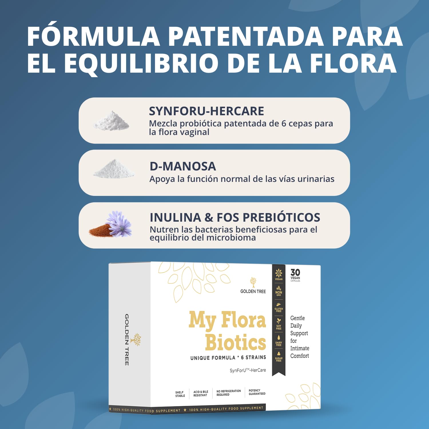 Golden Tree My Flora Biotics – Probióticos Mujer, 30 Cápsulas