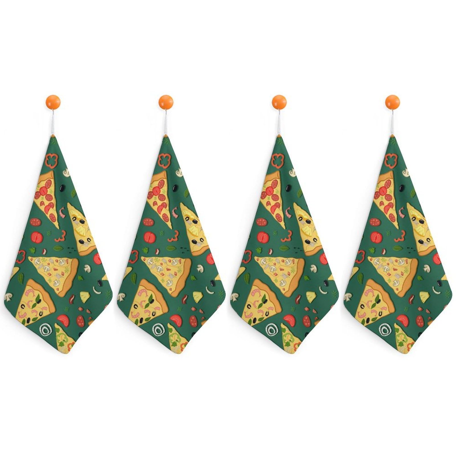 LEDFCVSU 4 Piece Hanging Hand Towels, Delicious Pizza Small Dry Hand Towel for Kitchen Bathroom
