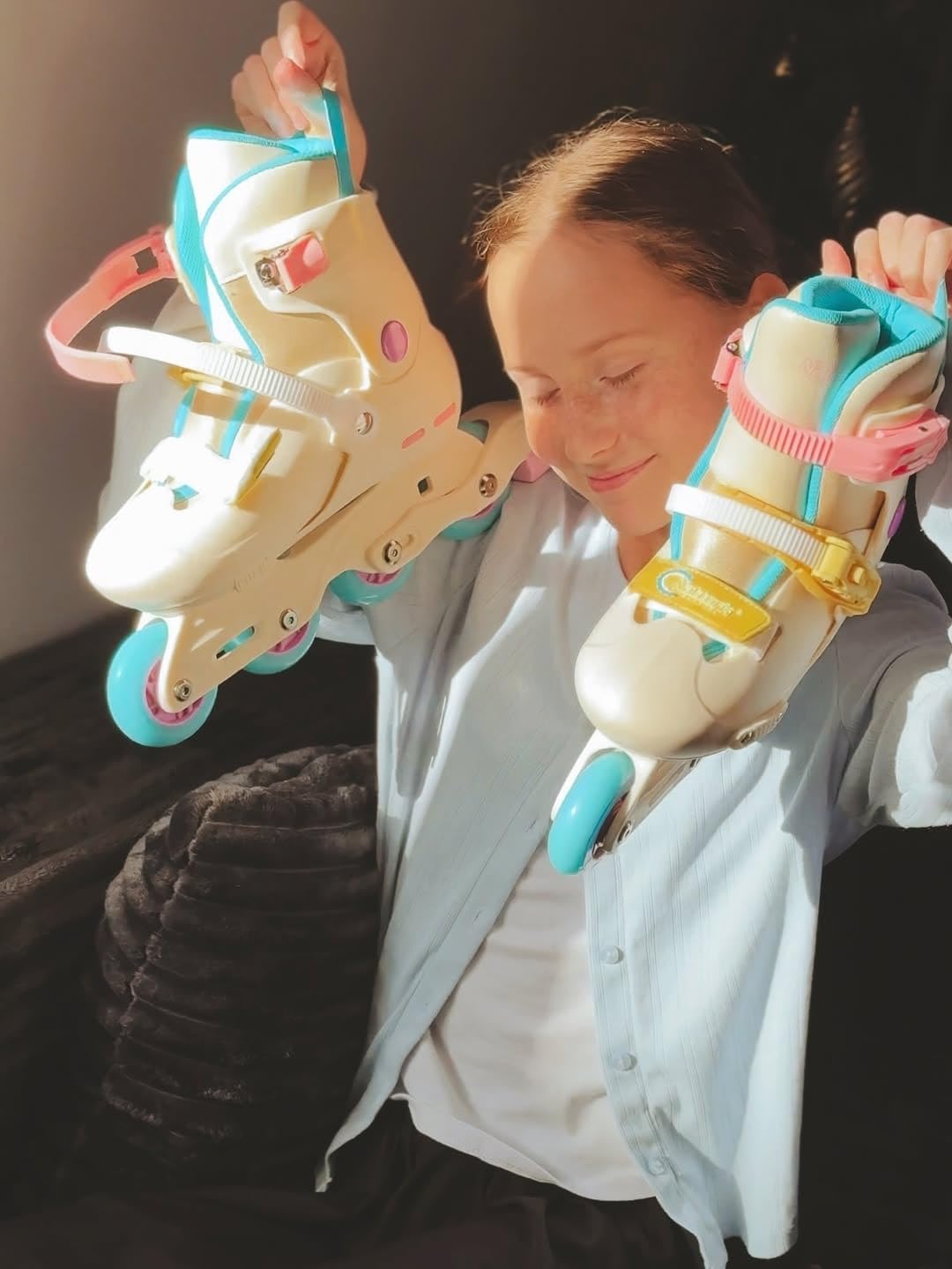 Nattork Inline Skates for Girls Kids Teens Boys Age 4-16, 4 Sizes Adjustable Blades Roller for Outdoor Indoor Birthday