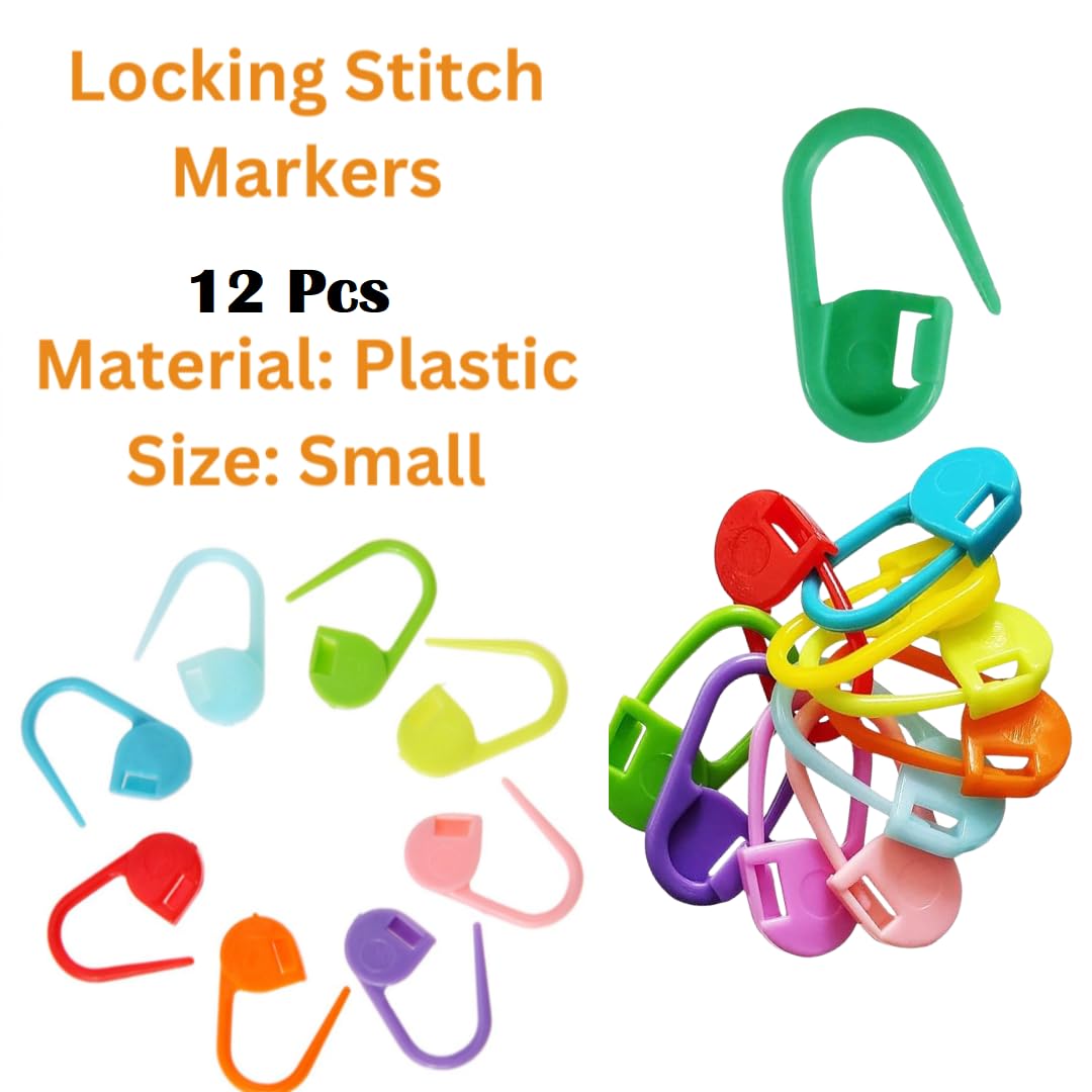 Artonezt Fixed Aluminium Circular Knitting Needles Pins Crochet Hook for Larger Knitted Items Sweater Hat DIY Craft + Locking Stitch Markers Knitting Needlework Stitch Counter and Markers 2