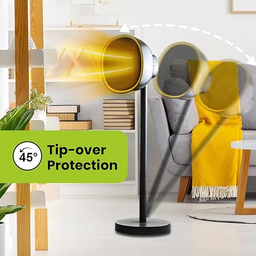 Miniatura 2 de Calentador eléctrico infrarrojo de 1500 W con control remoto, oscilación de 65, 3 modos de alimentación, calienta habitaciones pequeñas rápidamente.