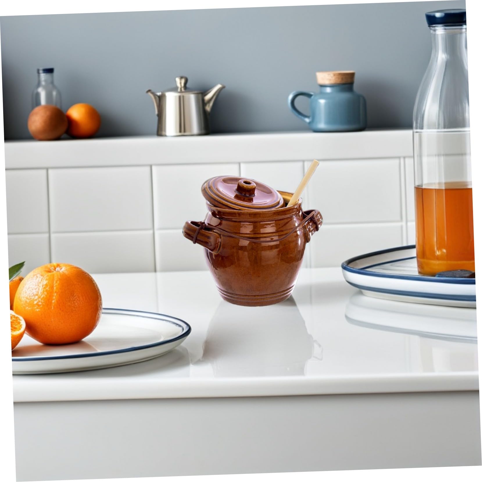 Mipcase Ceramiczny Szczelny Słoik Do Kiszonek Ceramiczny Pojemnik Kuchenny Żywność Trwały i Bezpieczny Słoik Domowy z Kreatywnym Designem i Szczelnym Zamknięciem