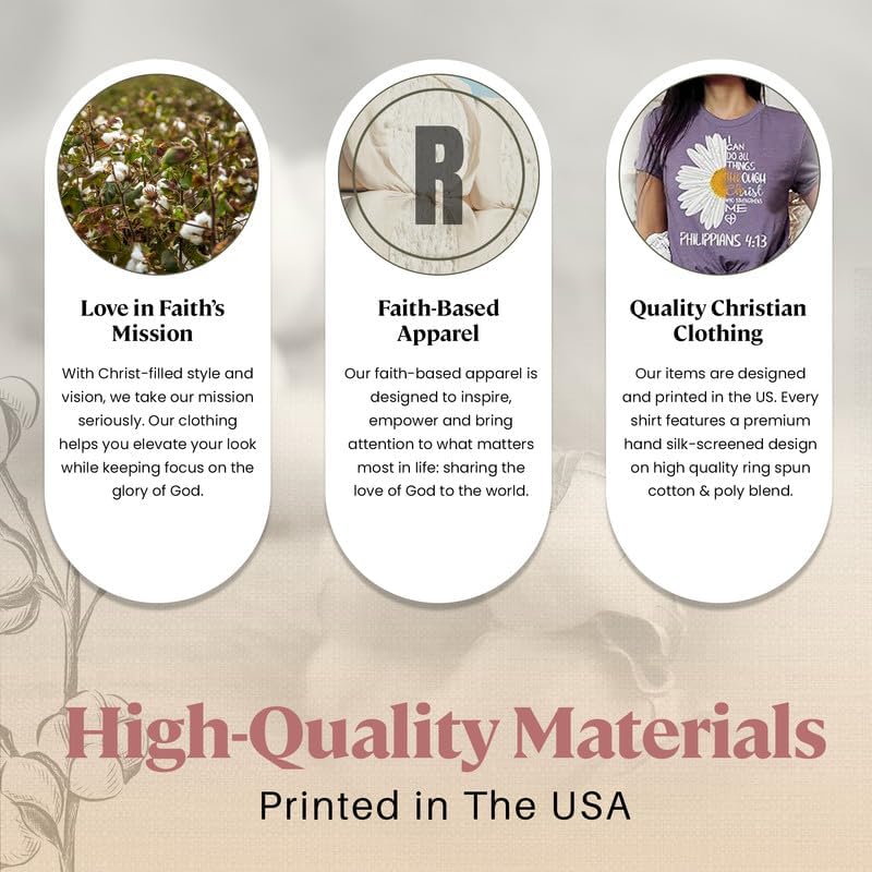 Love in Faith Christian Shirts for Women | I Can Do All Things Daisy | Faith Shirts for Women – Christian T Shirts - Image 3