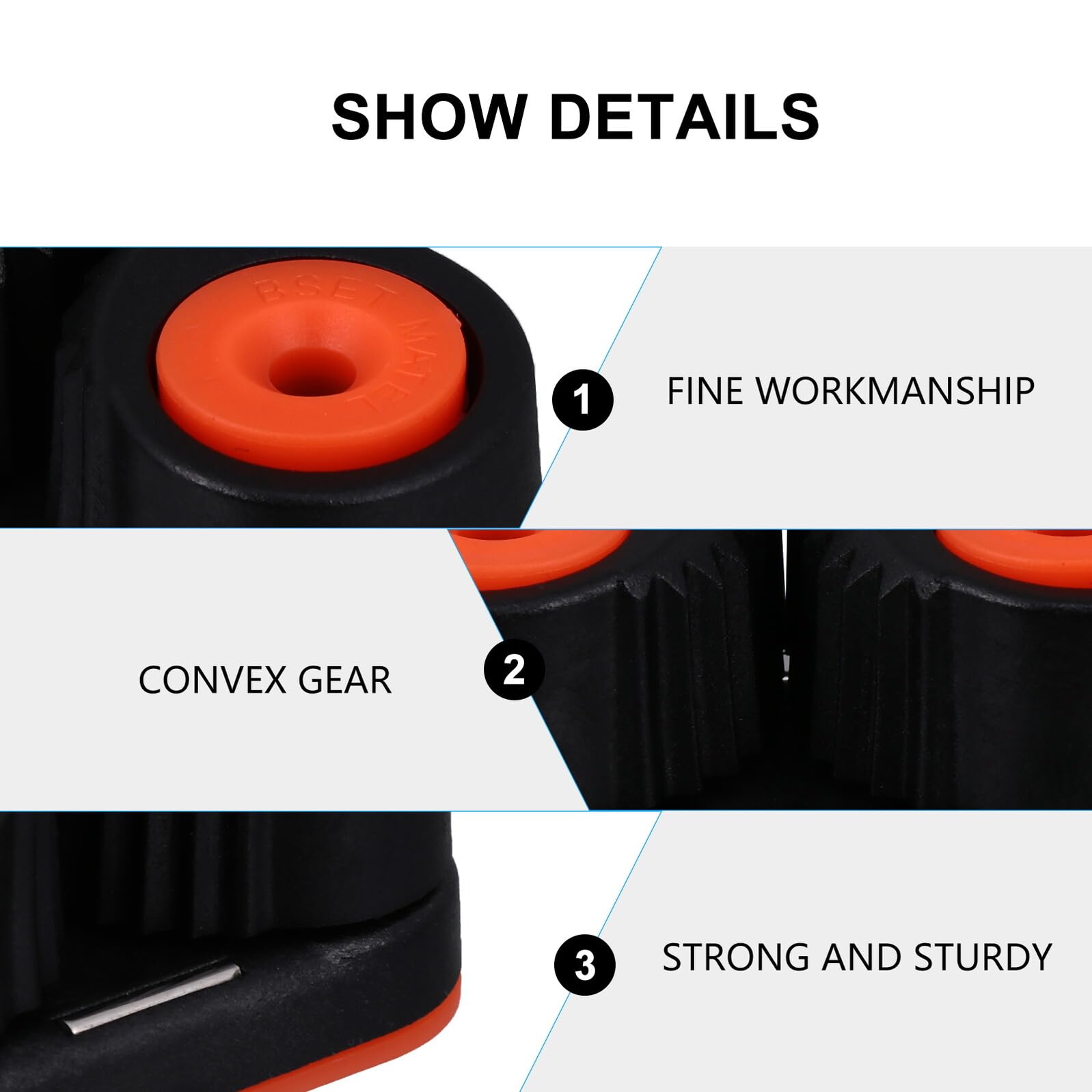 Taquet Coinceur en Nylon Noir Roulement à Billes Double Rangée, Conçu pour Cordes de 3-12 Mm, Résistance à l'usure Maximale pour Canoë, Kayak et Équipements Nautiques