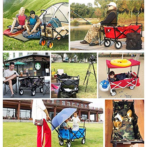 Carrito plegable para jardín con toldo, resistente, capacidad de carga 80 kg, color verde oscuro miniatura 7