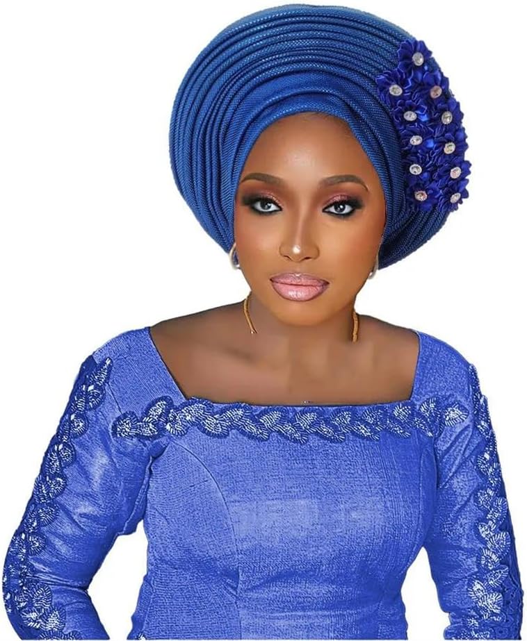 Dvbfufv African Nigeria Turban Cap Women Flowers Auto Headwrap for Wedding Party