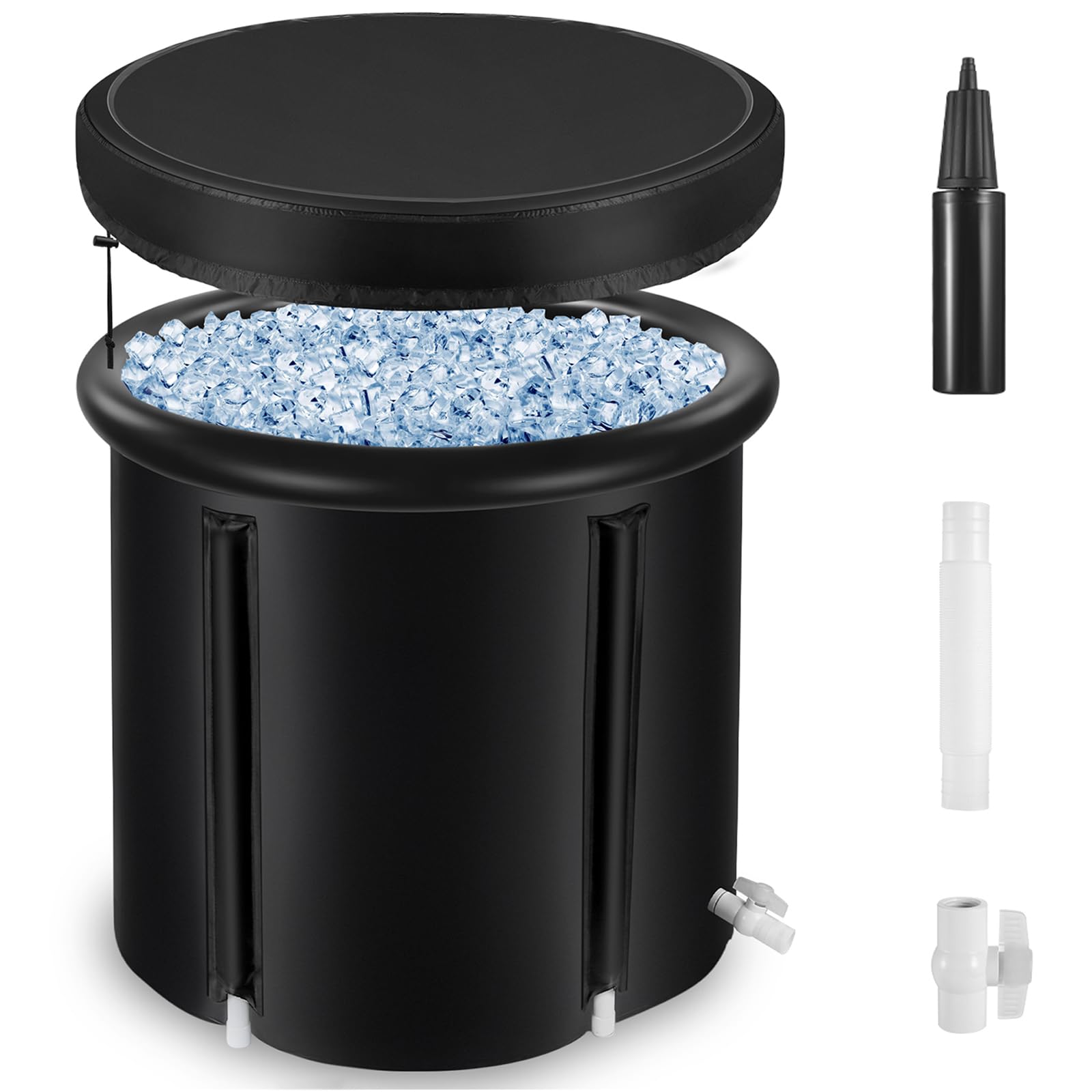 87 Gallon Ice Bath Tub, 30 Inch Collapsible Cold Plunge Tub with Cover Cold Water Therapy Pod Durable Nylon Fabric Design Portable Cold Pod for Athlete Recovery at Home