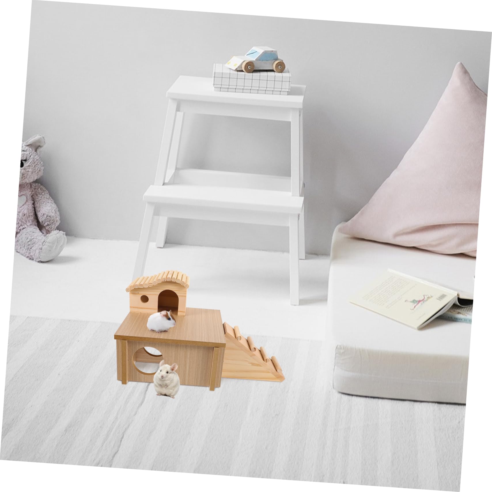 Toddmomy Hamsterbrücke mit Leiter Lustiges Hamsterspielzeug und Kleines Versteck für Hamster Haustierversteck für Käfig