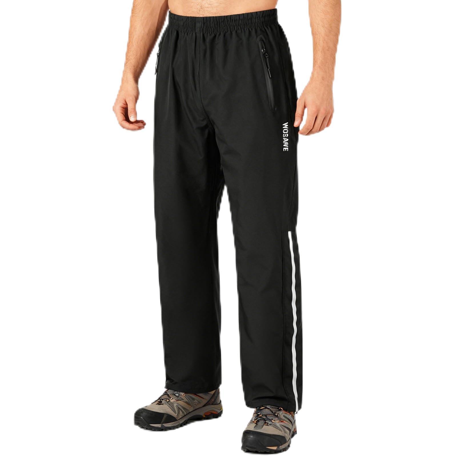 WOSAWE Pantalones impermeables unisex ligeros y transpirables para motocicleta, pantalones de lluvia resistentes al viento, pantalones de senderismo con funda para zapatos