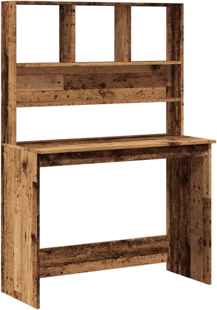 vidaXL Compact Computer Desk with Shelves Brown Engineered Wood 40.2X17.7X58.3 in Modern Design Wall Mounted Ideal for Home Office Study Or Living Room Desks Writing Standing Furniture Storage