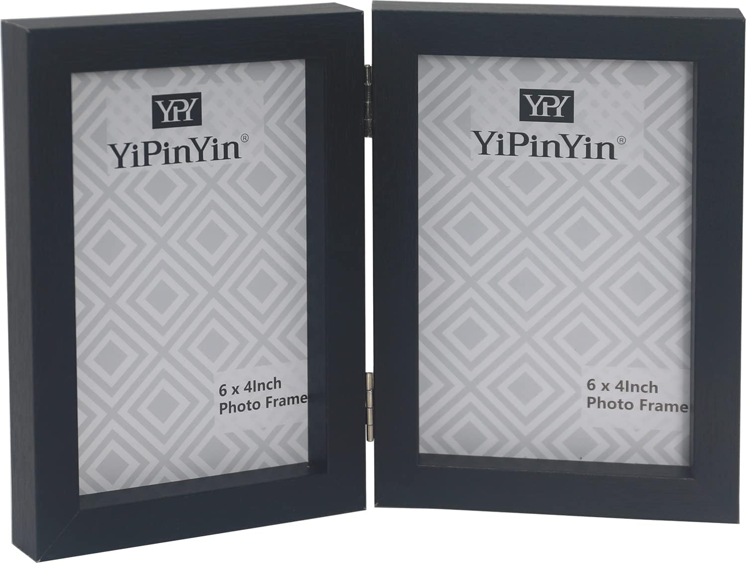 Hinged Double Photo Frame 6x4''Black,Wood Effect 4x6'' Double Picture