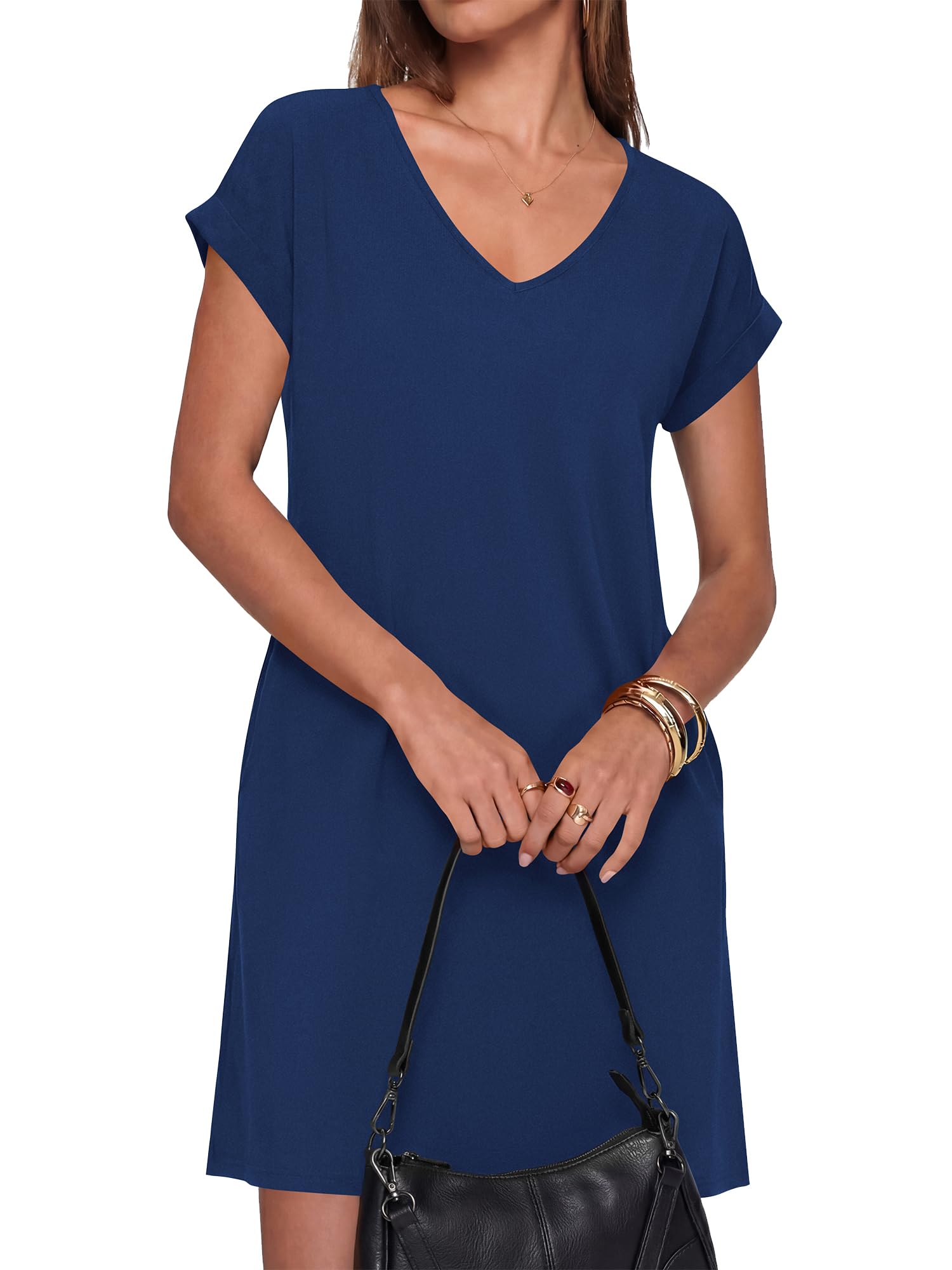 BTFBM Womens Summer Dresses 2026 Pockets Short Sleeve Loose Nightgowns Pajama Beach Vacation Casual Spring T Shirt Dress