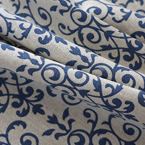 Famibay BANGZHE-AA0002 Rustic Tablecloth Rectangle,Everyday Kitchen Table Cloth Indoor Outdoor Decorative Macrame Lace Tablecloth Navy Blue Jacquard Damask Design(55 Inch X 70 Inch thumb #1
