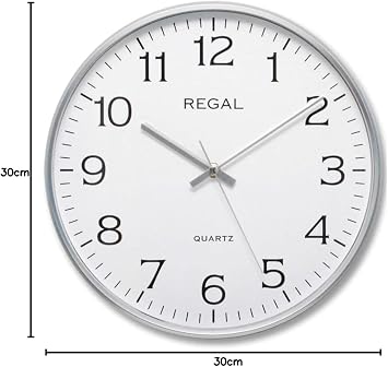 Regal 0250 SW Slim Silver Silver Frame Slim Quiet Flows Home Office Type Classic Wall Clock 30 Cm