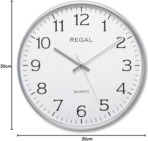 Regal 0250 SW Slim Silver Silver Frame Slim Quiet Flows Home Office Type Classic Wall Clock 30 Cm