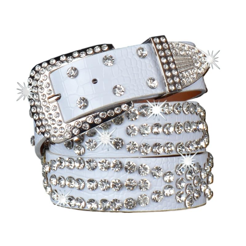 Women Rhinestone Belts Y2k Bling Western Faux Leather Belt Shining Diamond Cowgirl CowboySparkle Belt